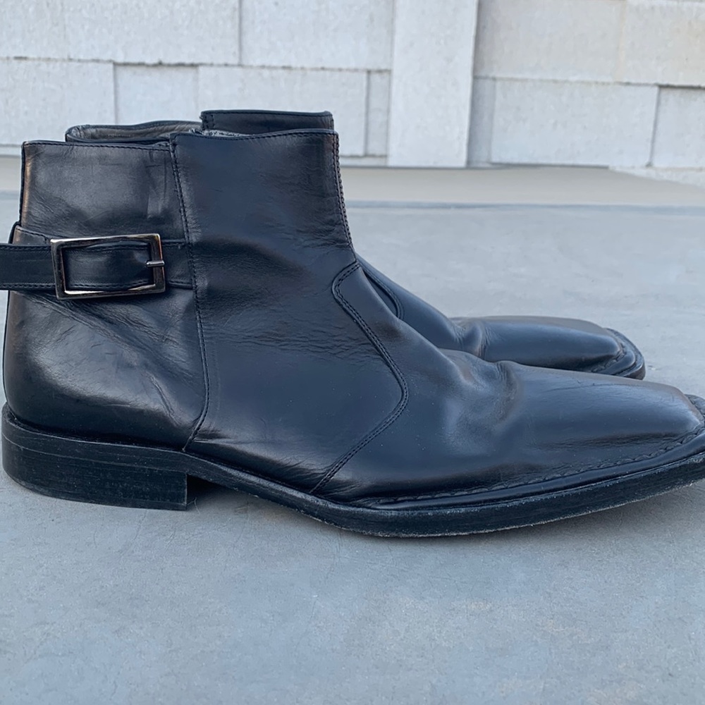 Black leather Kenneth Cole mens ankle boots